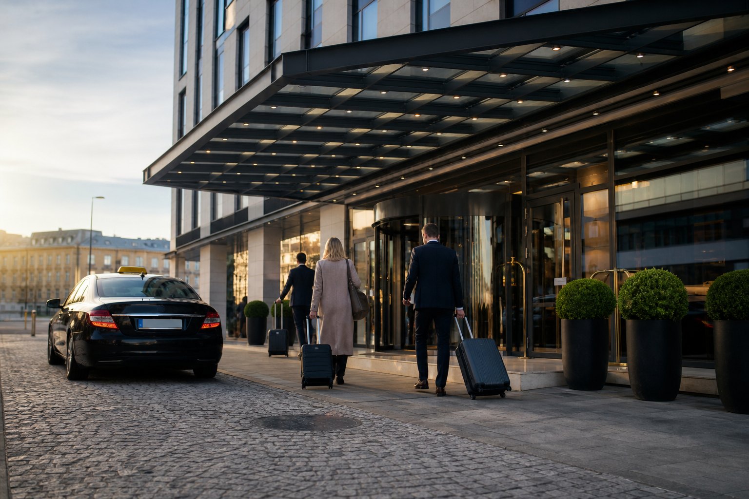 Obiekt hotelowy w Katowicach — nowoczesny hotel biznesowy o poranku