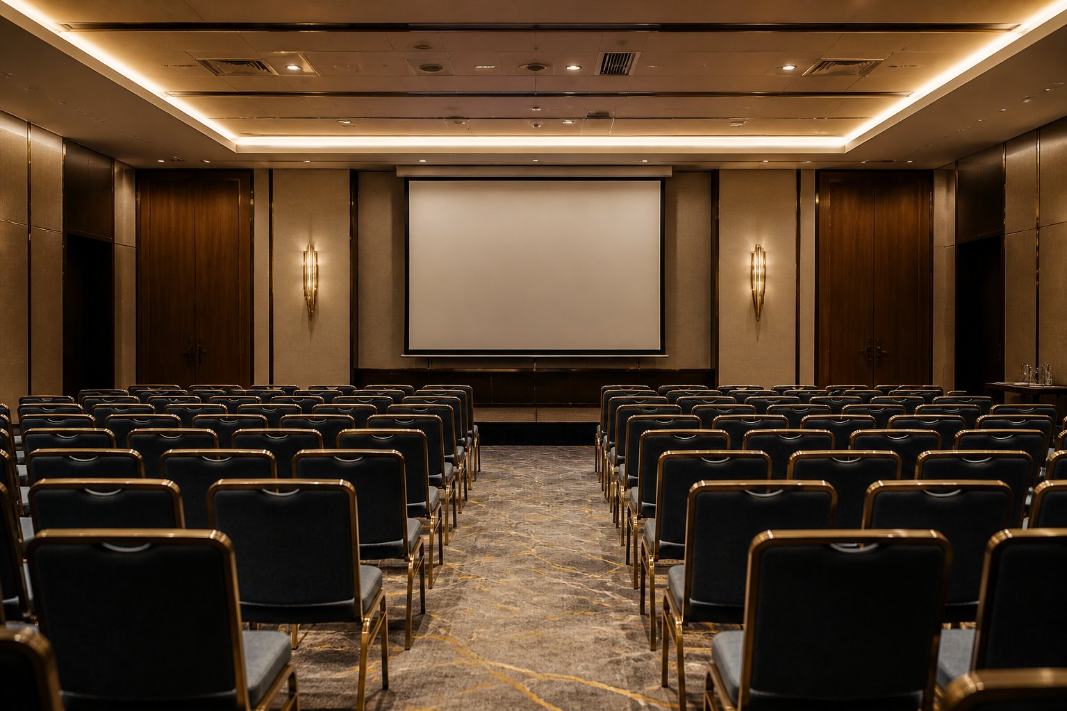 Zdjęcie poglądowe — sala konferencyjna ustawiona teatralnie