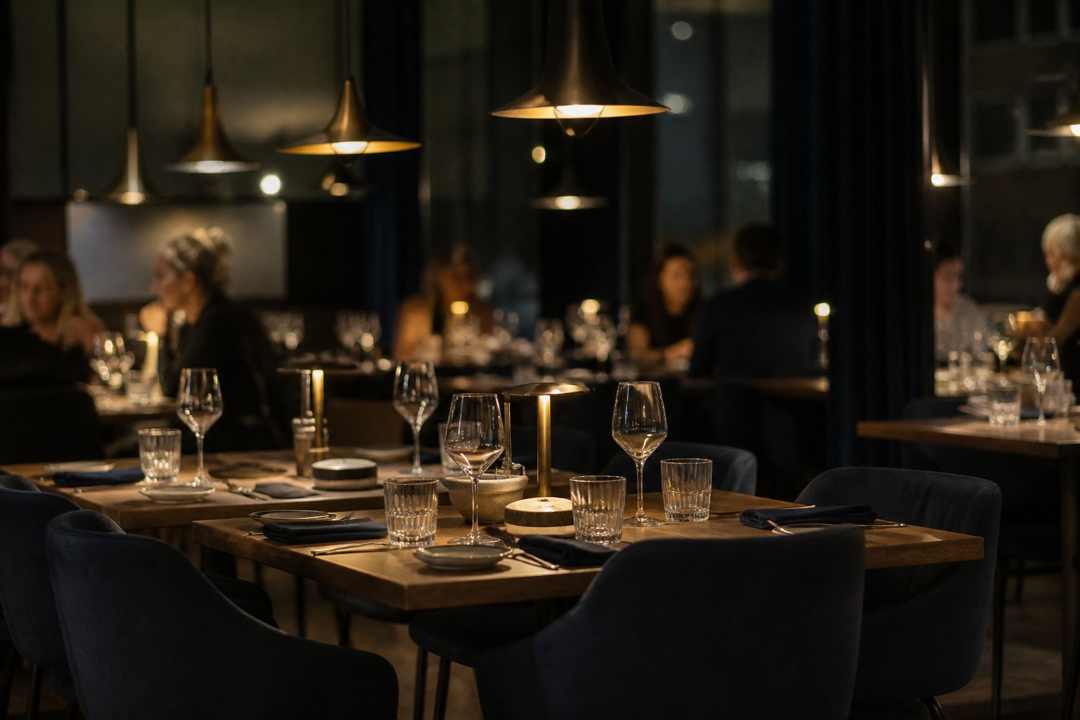 Zdjęcie poglądowe — sala restauracyjna hotelu wieczorem